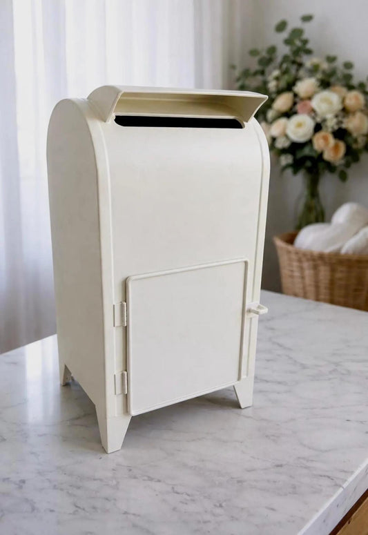 Wedding Card Mailbox – Plain Beige Hand-Painted Envelope Holder, Wedding Reception Décor
