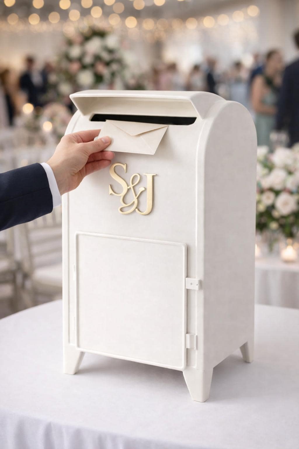 Wedding Card Mailbox – Personalized Monogram, Hand-Painted Envelope Holder, Wedding Reception Décor