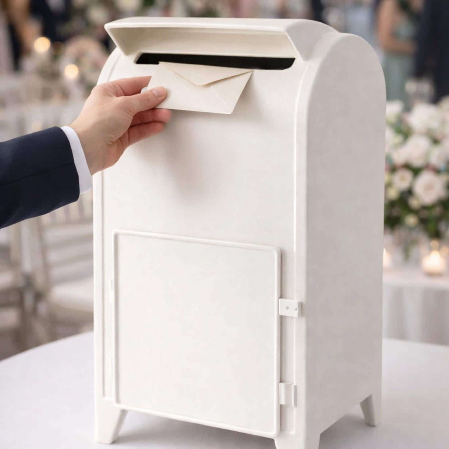 Wedding Card Mailbox – Plain Beige Hand-Painted Envelope Holder, Wedding Reception Décor