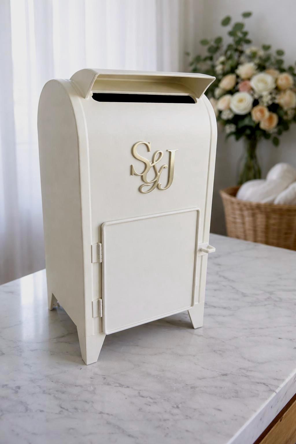 Wedding Card Mailbox – Personalized Monogram, Hand-Painted Envelope Holder, Wedding Reception Décor